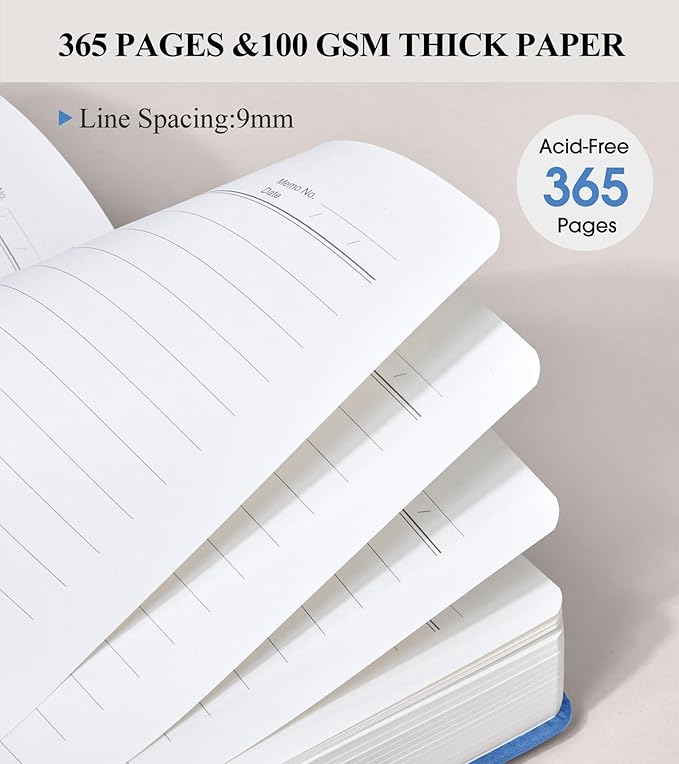 365 Page Thick Lined Journal Notebook for Men Women, B5 Large Leather Journals for Writing, Hardcover Notebooks for Work, School, Note Taking, Business, Travel Diary, College Ruled 7.6" x 10"