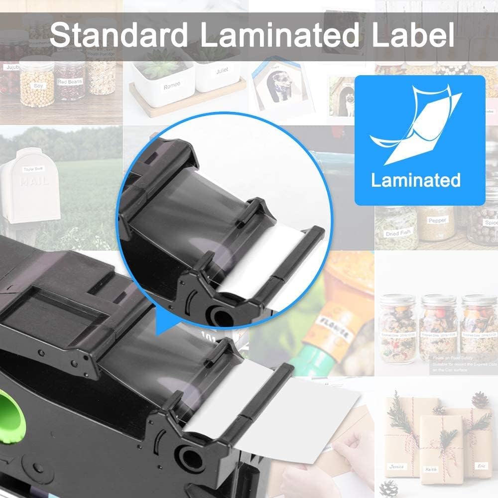 Anycolor 6-Pack Compatible with Brother P Touch TZe TZ Label Tape 12mm 0.47 Laminated (White/Clear/Red/Blue/Yellow/Green) for Ptouch PT-D210 PT-H110 PT-D220 PTD400 PTD410 Label Maker