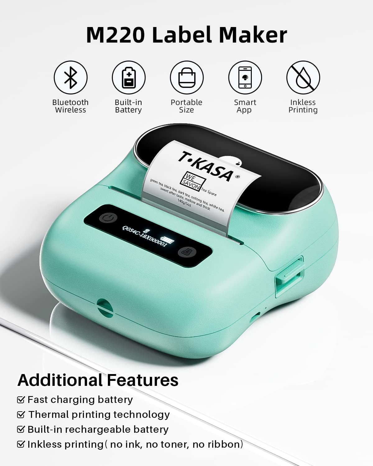 Phomemo M220 Label Maker, 3 Inch Bluetooth Thermal Label Printer for Barcode, Address, Labeling, Mailing, File Folder Label, Label Maker Machine with 3 Rolls of Labels