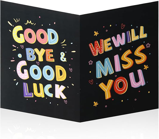 Large Greeting Card Farewell, 11x17.3 Inch Jumbo Good Luck Card Big Farewell Gift Card with Envelope Huge Funny Leaving Card Coworkers Goodbye Card for Colleague Friends (Black)