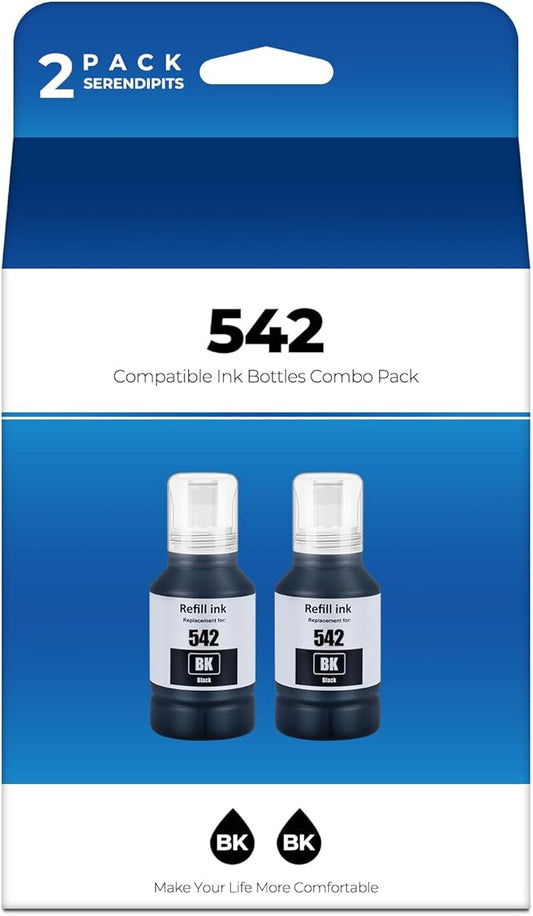 542 Black Ink ET-5880 ET-5850 ET-5150 Replacement for 542 Ink Black for Ecotank Pro ET-5170 ET-5180 ET-5800 ET-16650 ET-16600 ET5150 ET5170 ET5180 ET5850 ET5800 ET5880 ET16650 Printer, 2 Pack