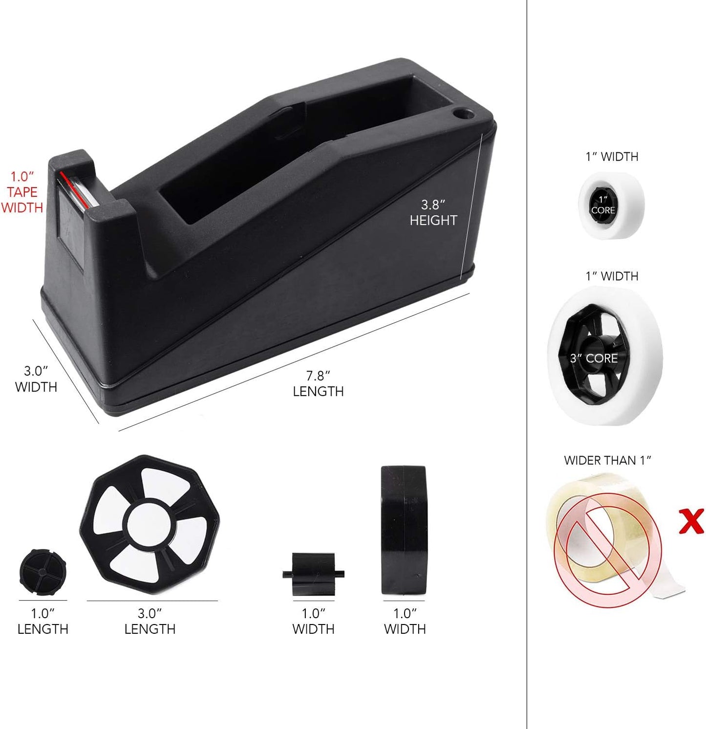 Royal Imports Desktop Tape Dispenser Adhesive Roll Holder (Fits 1" & 3" Core) Heavy Duty Premium for Office, Home, School, Library, Crafts, Moving, Giftwrapping with Weighted Nonskid Base, Blue