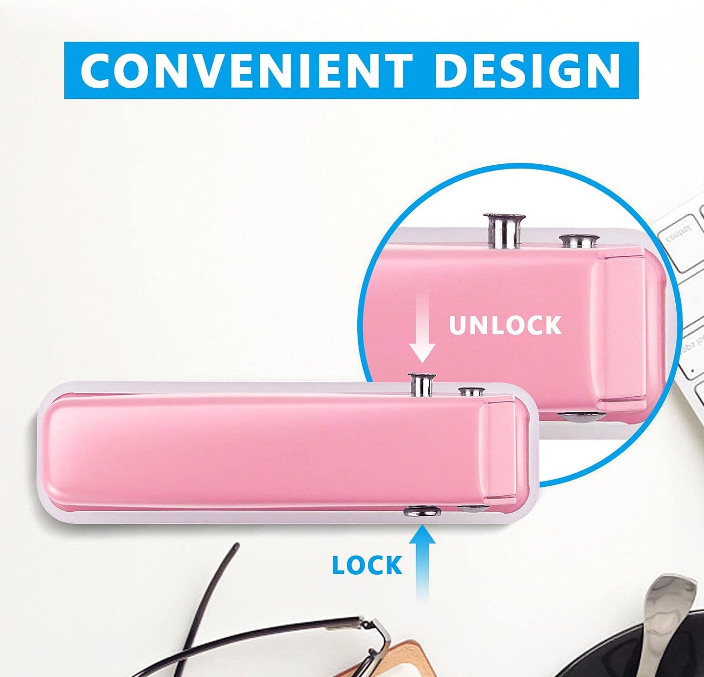 Single Hole Puncher Handheld 1/4 Inches Hole Punch, 20 Sheet Paper Punch Capacity Metal Hole Puncher with Skid-Resistant Base for Paper, Chipboard, Art Project, Pink