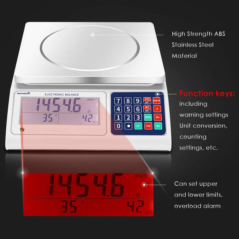 Digital Counting Scales Grams Industrial Scale 33lbs×0.0011lb-15kg x 0.5g High-Precision Electronic Gram Scale with RS232 Port for Connecting Computer or Printer