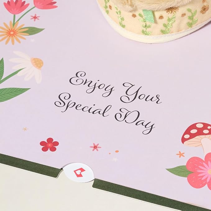 Lovepop Plushpop Soft Animal Pop-Up Card for Her and Him - 3D Birthday Mouse Greeting Card for Boys, Girls, Men, Women - Happiest Birthday Wishes' Floral Field - 6" x 8" Card