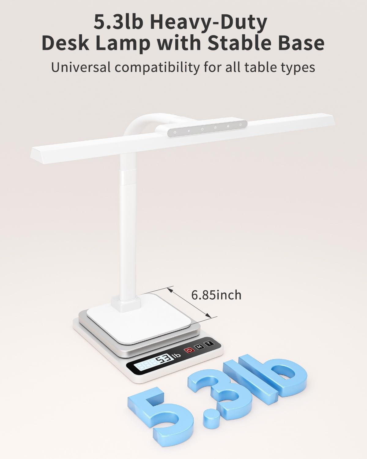 LED Desk Lamps for Home Office with Base, 24W Brightness Touch Control Desk Light, Adjustable Gooseneck Tall Office Lights for Drawing,Reading,Crafts,Gaming,Workbench,Architect,Study, White