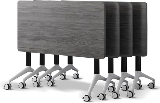 Conference Room Table with Flip-Top Design for Dynamic Meetings, Business Table Computer Desk with Heavy-Duty Frame,Foldable Seminar Meeting Tables for Home Office (4, B, 47.2IN)