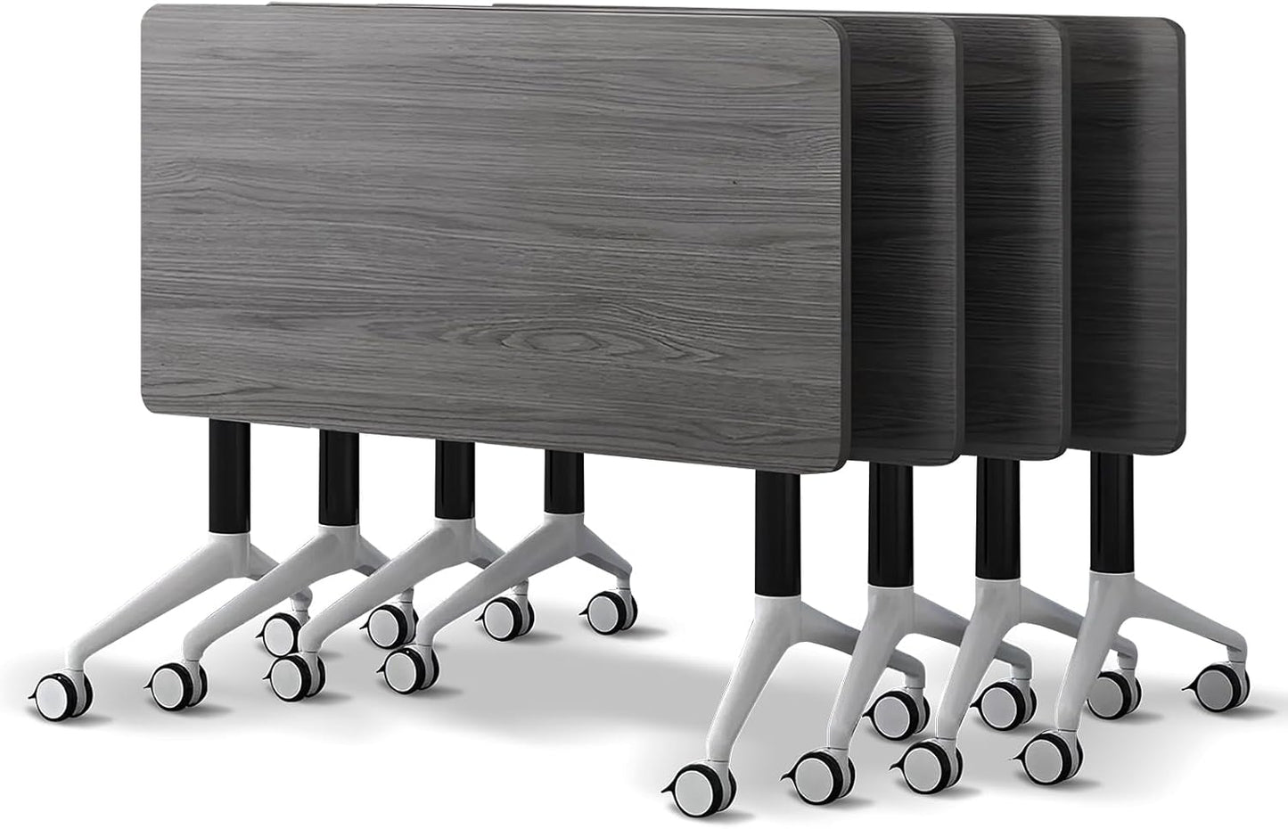 Conference Room Table with Flip-Top Design for Dynamic Meetings, Business Table Computer Desk with Heavy-Duty Frame,Foldable Seminar Meeting Tables for Home Office (4, B, 61IN)