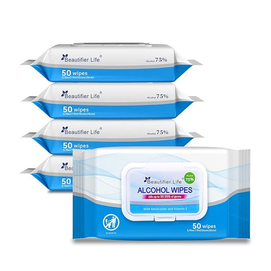 75% Alcohol Wet Hand Sanitizing Wipes - With Aloe, Moisturizer, and Vitamin E Formula - Premium Sanitizer for Travel, Home, Office, and School Use (Aloe, 200)
