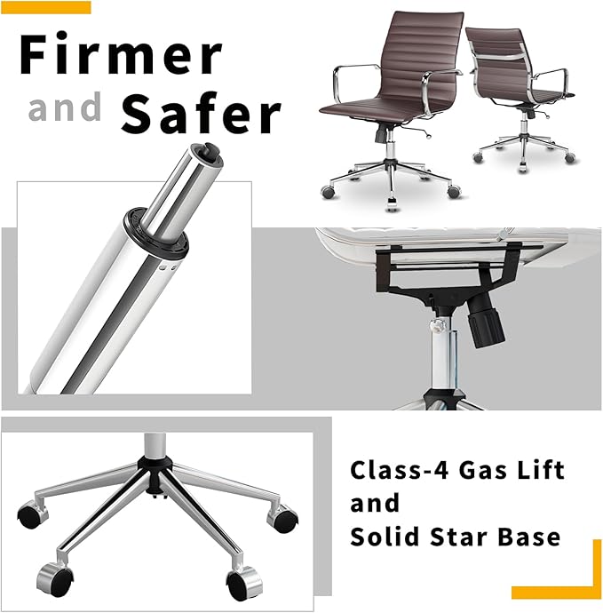 Chair, Desk Computer Chair ，with Armrests ，Ergonomic Office Chair for Home and Office, 17.32 x 22.83 x 35.43 inches, Multiple Colors (Brown)