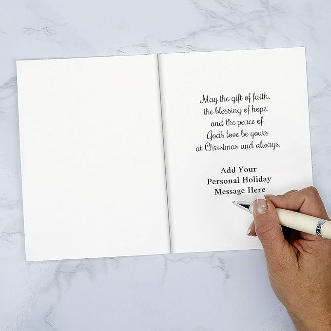 Current Snowy Church Personalized Religious Christmas Cards with Envelopes - Set of 18 Large 5 x 7-Inch Folded Cards, Faith Holiday Card Value Pack, Add Names or Text