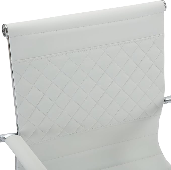 Office Guest Chairs - Reception & Waiting Room Set of 4, Modern PU Leather Desk Chairs, White