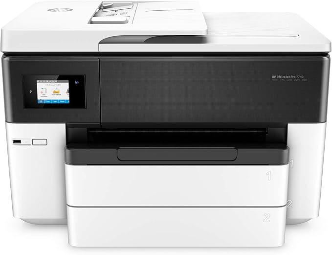 HP OfficeJet Pro 7740 Wide Format All-in-One Color Printer with Wireless Printing, Works with Alexa (G5J38A), White/Black