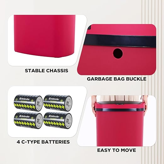 PayLessHere 13 Gallon Trash Can Kitchen Trash Can Automatic Garbage Can with Lid Touch Free High-Capacity Motion Sensor for Home Kitchens Bedroom Bathroom Office Kitchen Waste Bin Wateproof Trash Bin