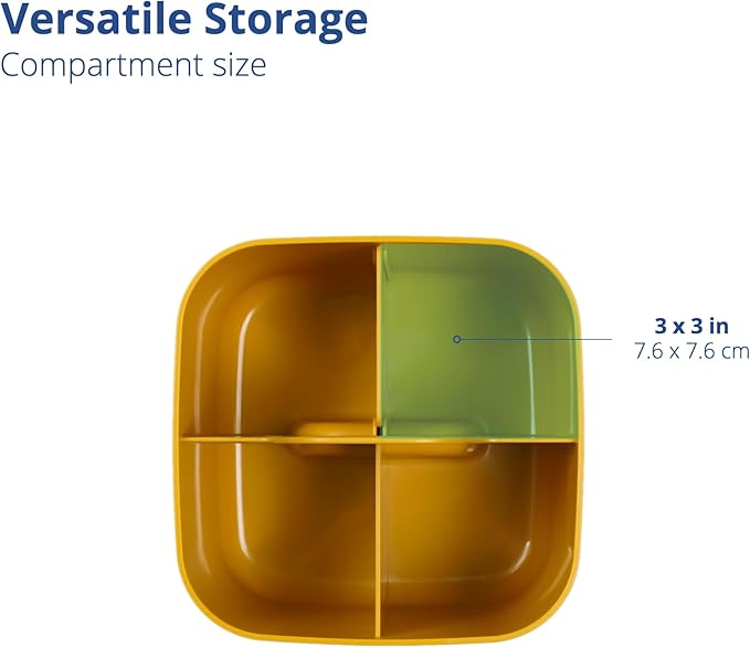 BLUE GINKGO Stackable Organizer Caddy – Korean-Made Portable Tote for Bathroom, Office, Crafts, or School Supplies (Square, Yellow)