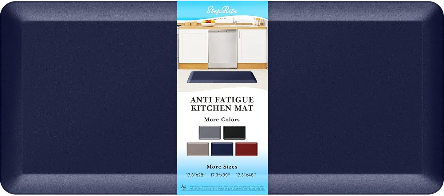 StepRite 4/5 Inch Thick Kitchen Mat Anti Fatigue Mat Kitchen Rugs Kitchen Decor Non-Slip, Stain Resistant, Waterproof Kitchen Mats Desk Mat for Kitchen, Office, Workshop, Blue, 17'' x 39''