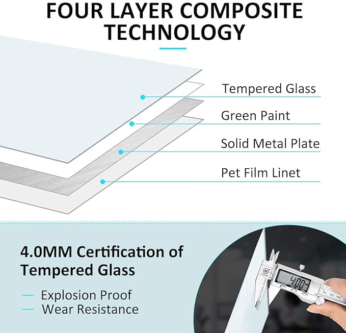 Magnetic Glass Whiteboard - Glass Dry Erase Board 48"x30" Large Frameless Tempered Glass Board for Walls Office School and Home