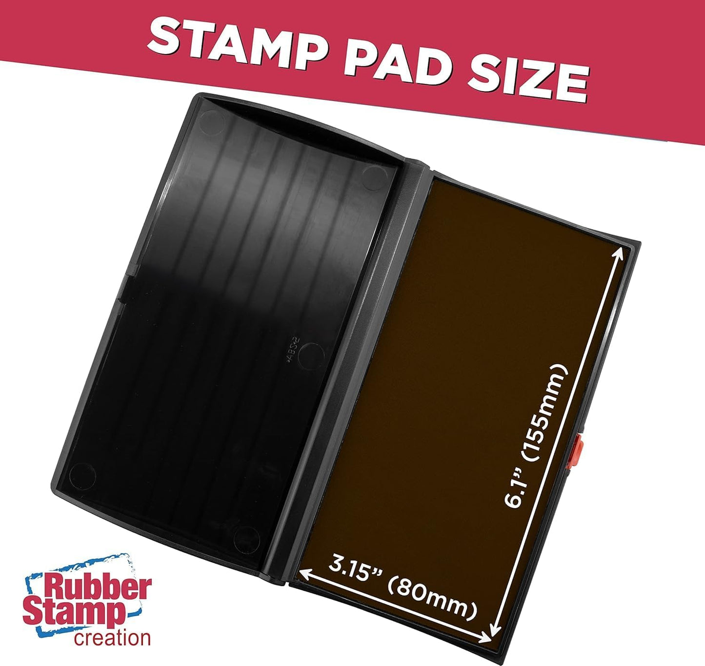 Large Premium Brown Ink Stamp Pad - 3" by 6" - Quality Felt Pad - Case with Closing snap