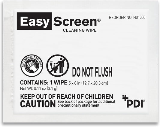 Easy Screen, Premium Screen Cleaning Wipes, Electronics, Touchscreens, and Glasses Cleaner, 50 Individual Packets Per Box, Large 5” x 8” Wipe