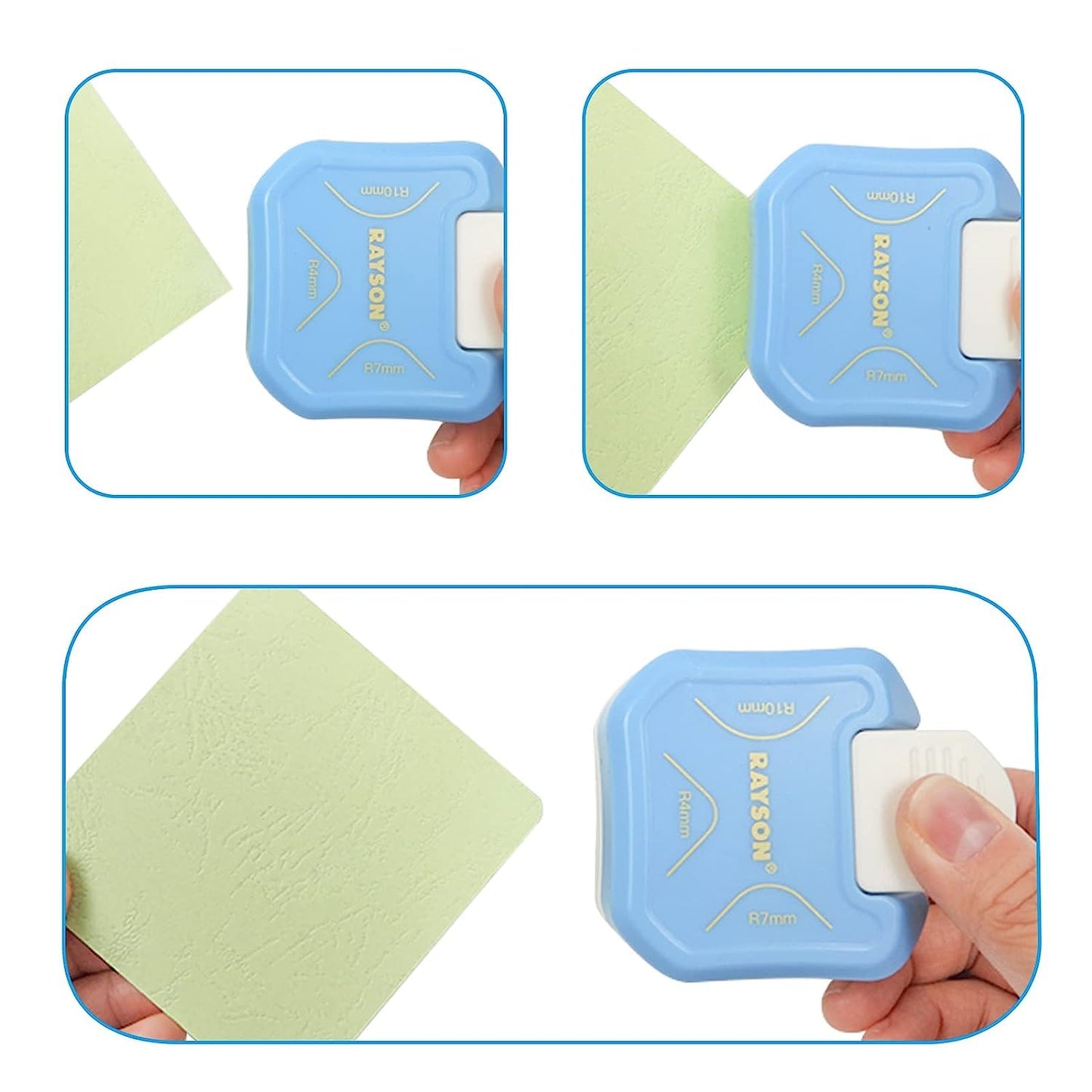 RAYSON CR05BL 3 in 1 Corner Cutter, 4mm 7mm 10mm 3 Way Corner Rounder Paper Punches for Paper Craft, DIY Projects, Blue