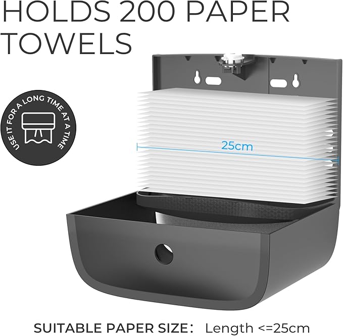 Paper Towel Dispenser Wall Mount, Adhesive No Drilling Multifold Trifold Cfold Commercial Hand Towel Dispenser,Silver-PN6015