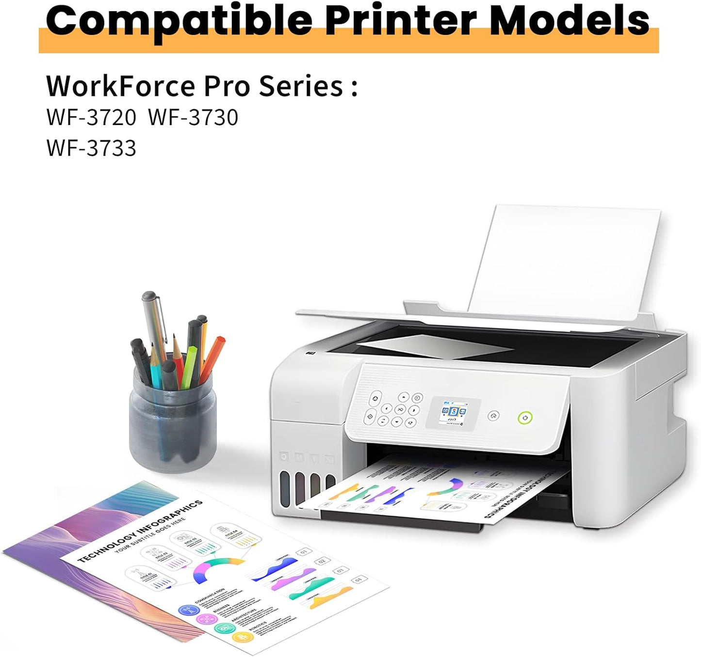 Remanufactured Ink Cartridge Replacement for Epson 702 Ink Cartridges 702XL 702 XL T702XL Compatible with Workforce Pro WF-3720 WF-3730 WF-3733 Printer(4 Pack)