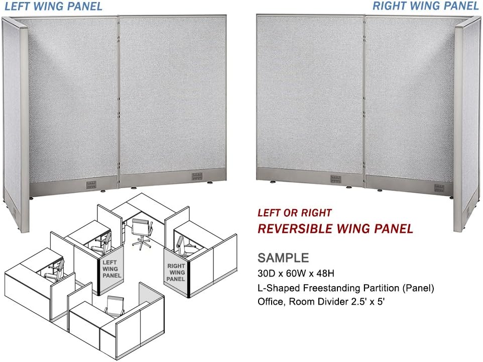 GOF Freestanding L Shaped Office Partition, Large Fabric Room Divider Panel, 36" D x 96" W x 72" H