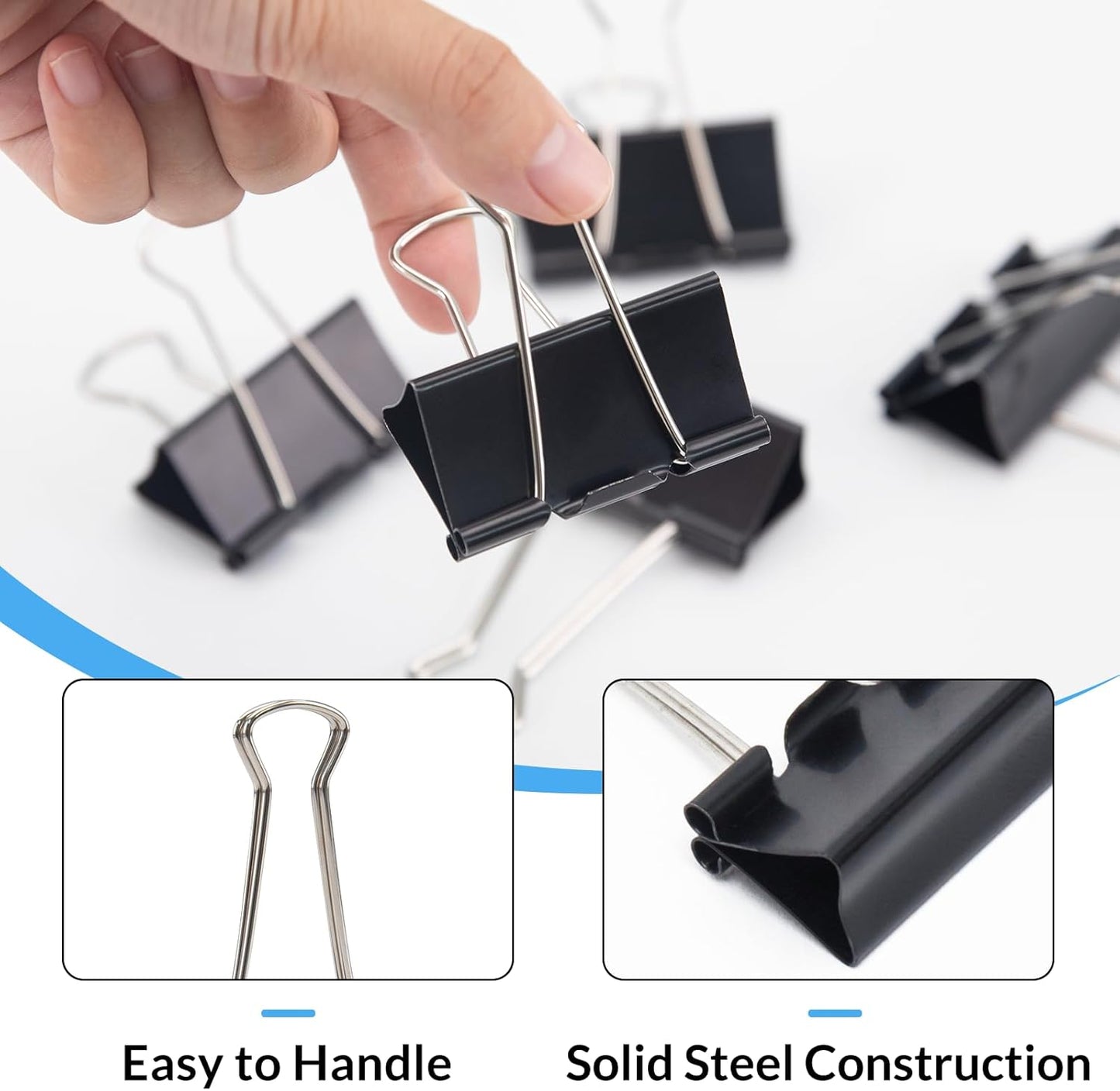 2 Inch 40 Pack Extra Large Binder Clips, Jumbo Paper Clips, Big Paper Clamps, Binder Clips Large Size for Home, School and Office Supplies