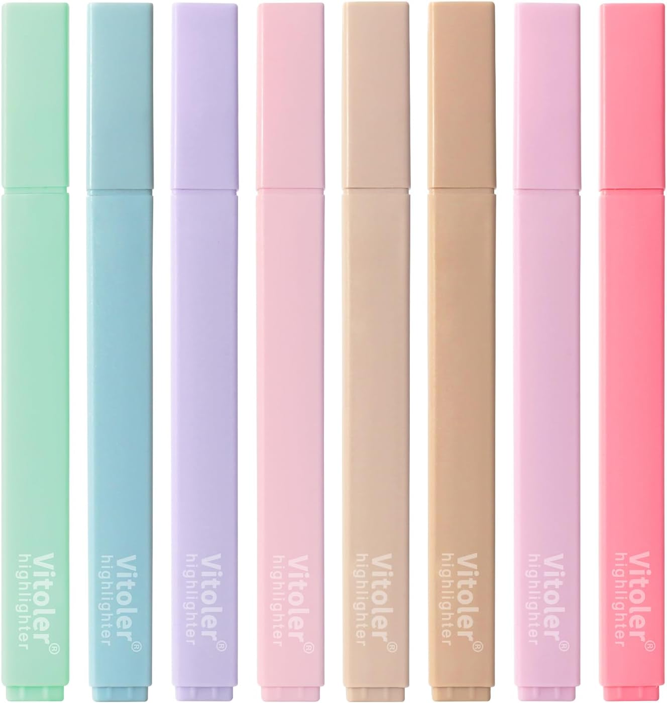 Vitoler Highlighters Assorted Colors,8 Pack,Soft Chisel Tip,Cute Highlighters Set for Aesthetic School Office Supplies,Book Markers