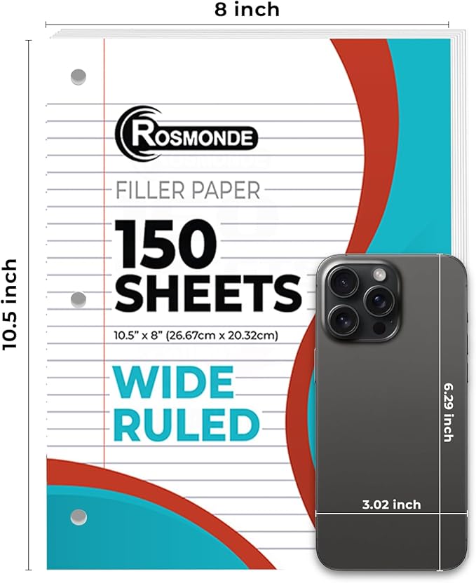 576 Pack (Pallet) Loose Leaf Paper Bulk, 86400 Sheets, Wide Ruled, Pallet of Filler Paper, 150 Sheets/Pack, 8 x 10.5", 3 Hole Punched, 56 Gsm Thick Sheets, School & Office, 4-7 Days Transit