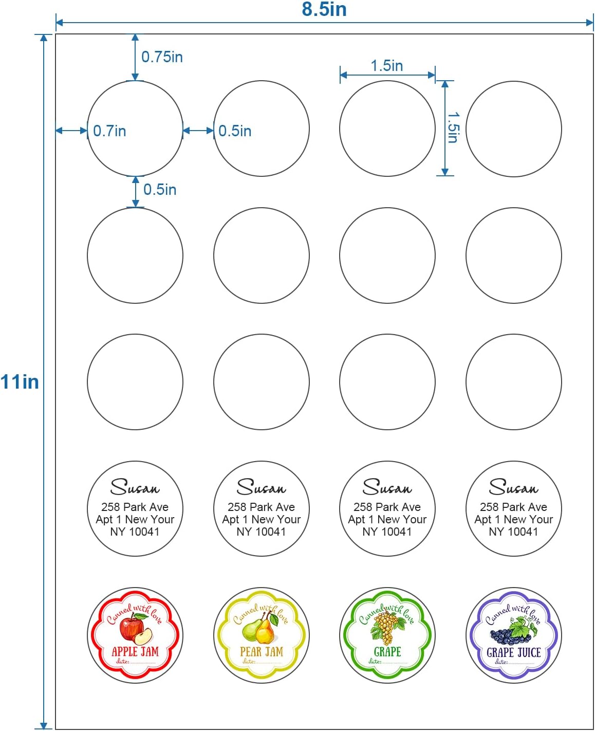Methdic 1.5" Diameter High Visibility Printable Round Labels，Matte White，600 Customizable Blank Stickers
