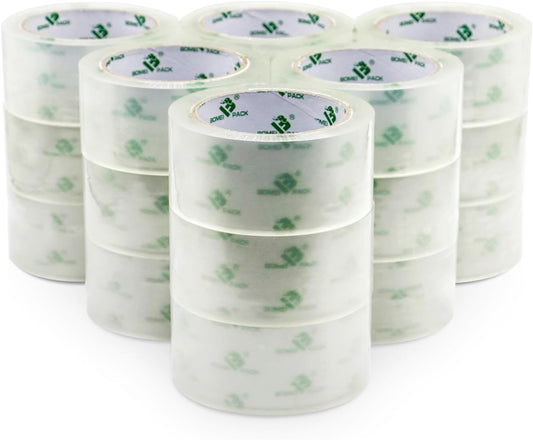 BOMEI PACK Clear Silent Packing Tape 18 Rolls, NO Noise Quiet Tape Refill Rolls for Shipping, Moving and Packaging, 2.4Mil 1.88Inch 55Yards