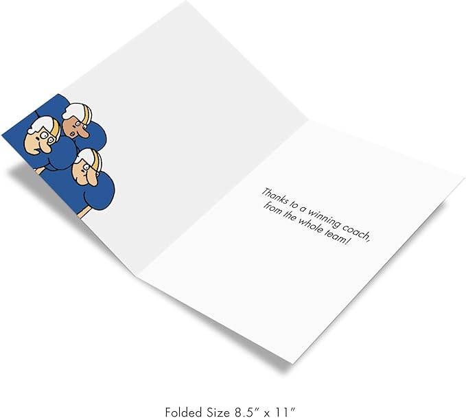 NobleWorks - 1 Jumbo Football Coach Thank You Greeting Card From US with Envelope (Big 8.5 x 11 Inch) Sports Athlete Gratitude, Oversize Notecard for School Teacher, Mentor - Team Talk J6960TYG-US