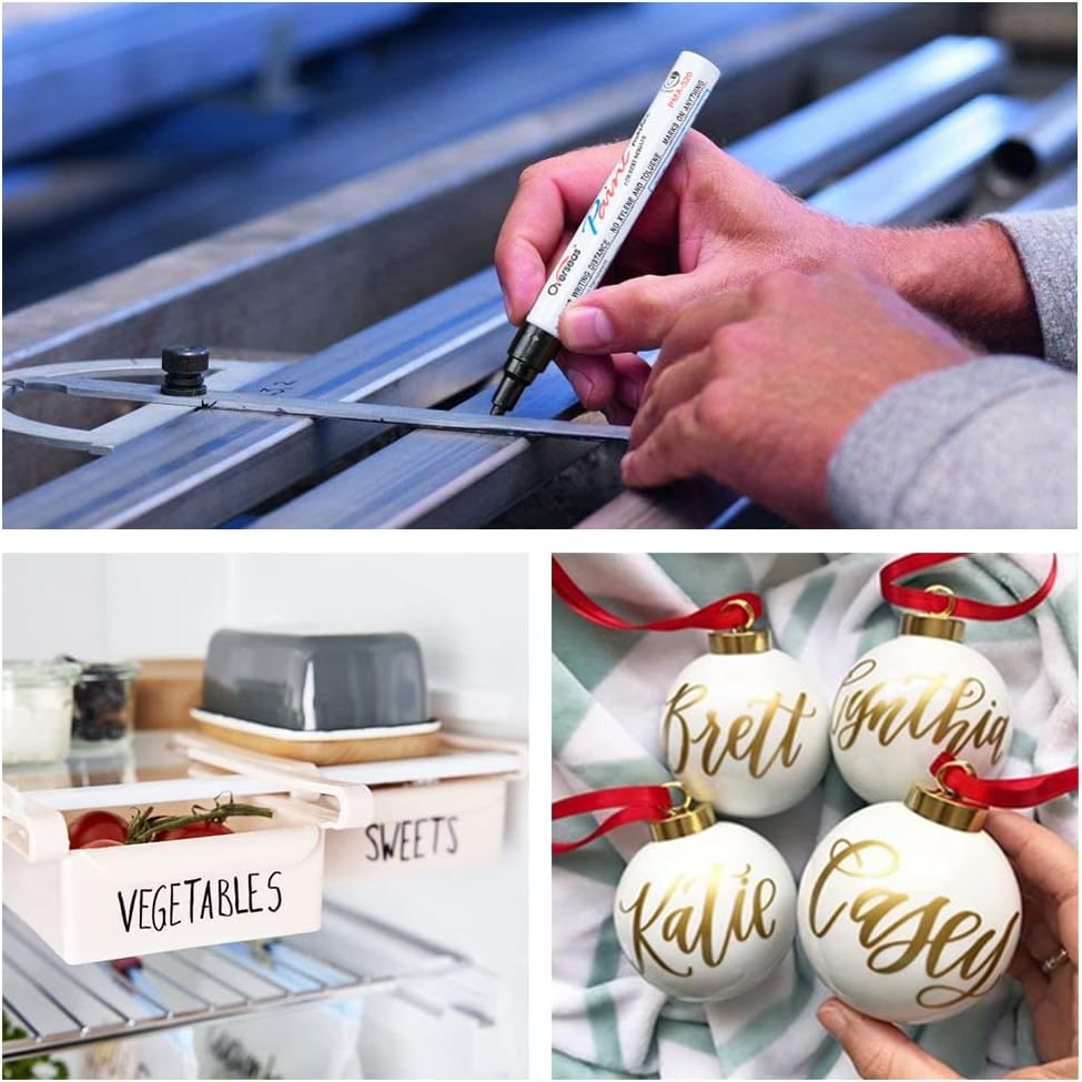 Overseas Permanent Paint Markers Pens - 3 Pack Blue Oil Based Paint Pens, Medium Tip, Quick Drying and Waterproof Marker Pen for Metal, Rock, Wood, Fabric, Plastic, Canvas, Mugs, Stone, Glass