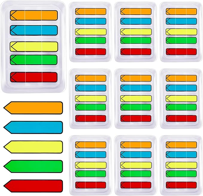 Teling 1000 Pcs Arrow Flags Arrow Tabs Flags Sign Here Tabs Arrow Stickers 5 Colors Sticky Flags Arrow Sticky Notes with Dispenser Easy to Post for Notary Books Paper
