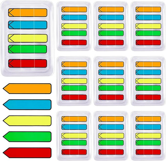 Teling 1000 Pcs Arrow Flags Arrow Tabs Flags Sign Here Tabs Arrow Stickers 5 Colors Sticky Flags Arrow Sticky Notes with Dispenser Easy to Post for Notary Books Paper