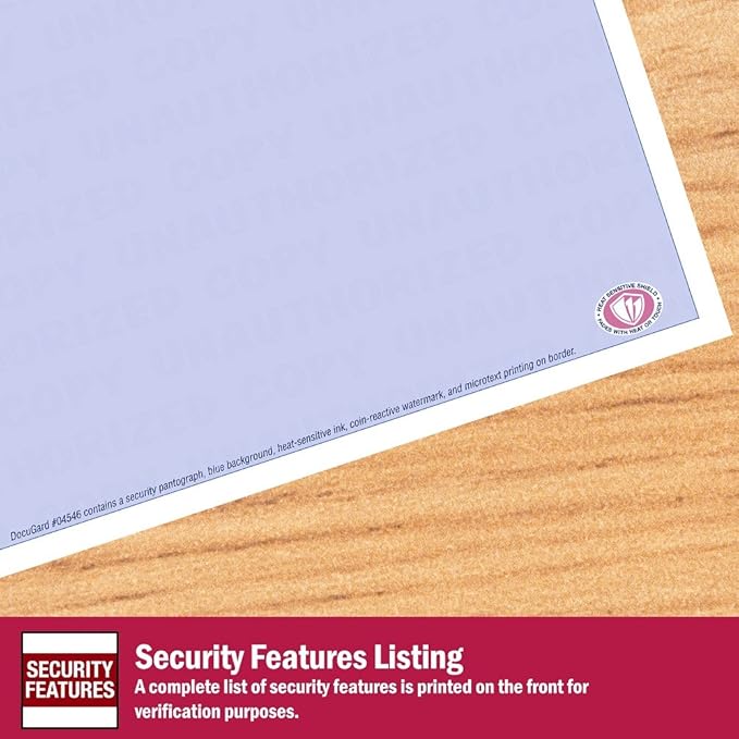 DocuGard Advanced Blue Multi-Purpose Security Paper, 7 Features, 8.5 x 11 Inches, 24 lb, 500 Sheets (04546)