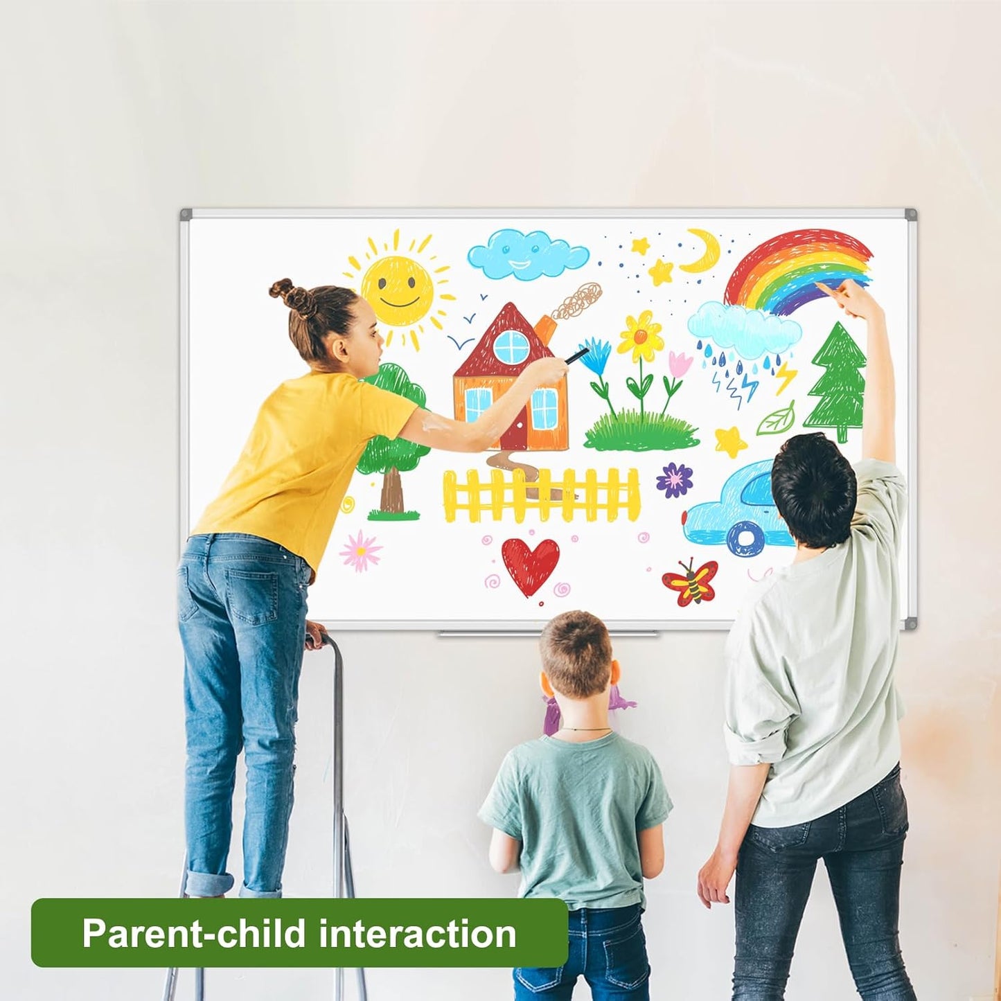 Lockways Dry Erase Board 96 x 48 Inch, Large Magnetic 4 x 8 White Board, Aluminium Frame Whiteboard with Marker Tray for Office & School