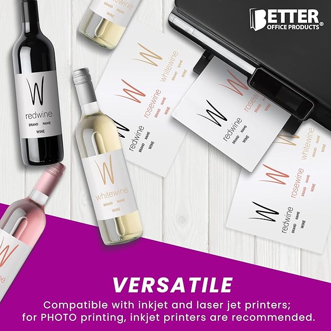 Better Office Products Thin Glossy Photo Paper, 100 Sheets, 8.5 x 11", 30 lb, 115gsm, Inkjet Photo Paper, for Brochure Printing, Custom Chip Bag Party Favors, Letter Size, 100-Count Pack