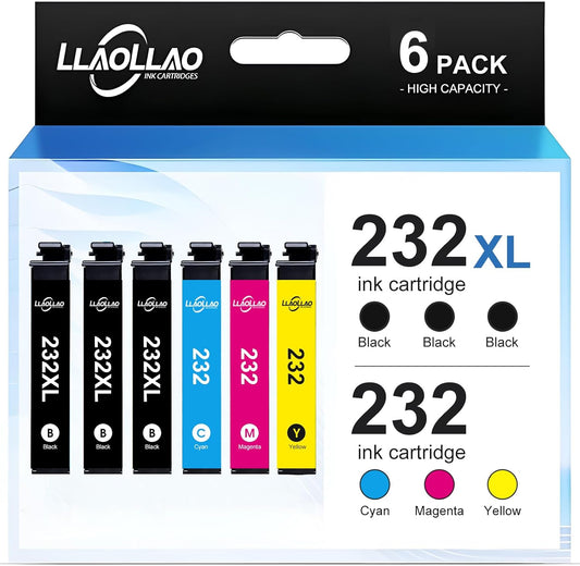 232 Ink Cartridge Remanufactured Replacement for 232xl Ink Cartridges Combo Pack T232 232 Compatible with XP-4200 XP-4205 WF-2930 WF-2950 Printer (3 Black Cyan Magenta Yellow)