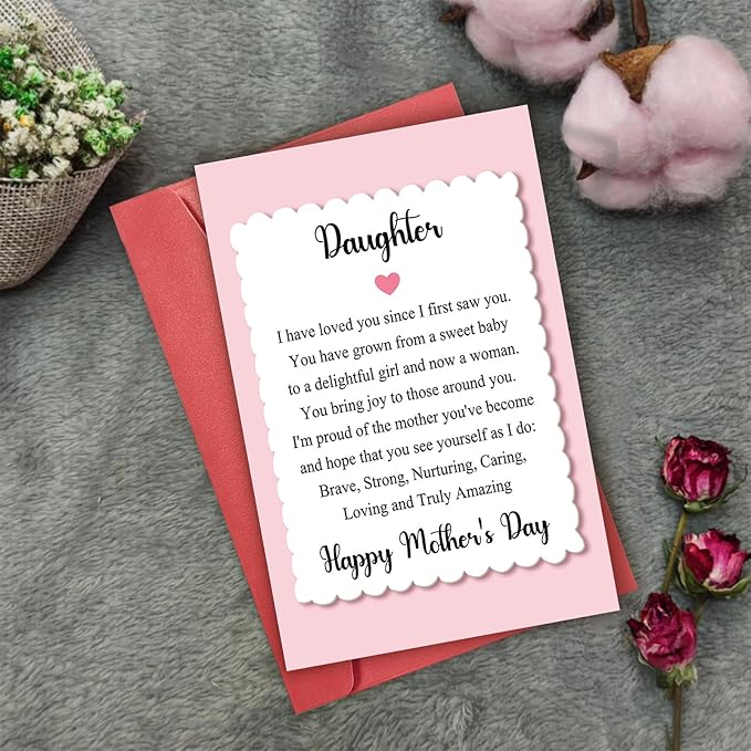 Sweet Mother’s Day Card for Daughter, 1st Mothers Day Card for Her, Poem Mothers Day Card, New Mom Card, Funny Mothers Day Gift from Mom Dad