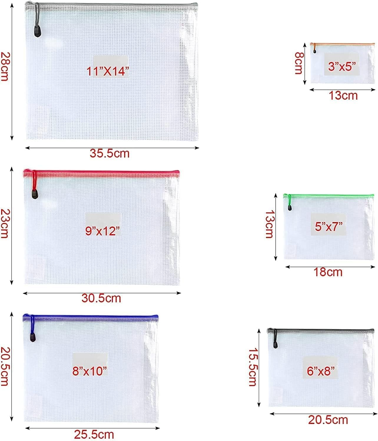 Oaimyy-18 Pcs-3"x 5"-Plastic Mesh Zipper Pouch Document Folders Bag Zipper Zip File Folders Puzzle Storage Bags for Office Supplies, Travel,Organizing Storage-Multicolor