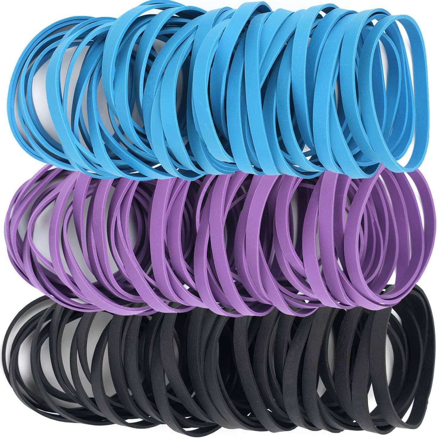 AMUU Rubber Bands Size #64 227g/0.5 lb Purple Blue Black Rubber Bands for Office Supplies Home Money File Folders Strong Elastic Bands
