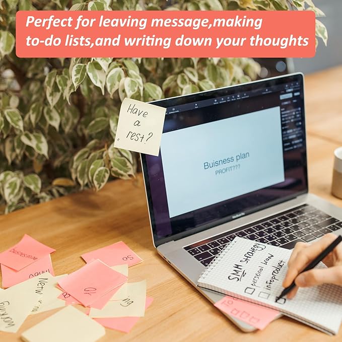 Sticky Notes 3x3 Inches, 12 Pads Bright Colors Sticky Notes,Colorful Sticky Notes, Self-Stick Note Pads, Sticky Notes Bulk,50 Sheets/Pad (12Pads)