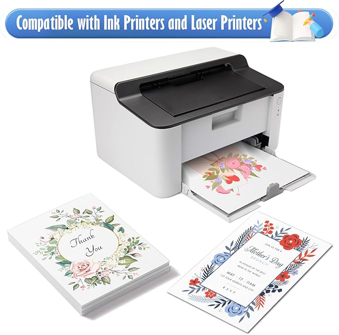 MixTeach 100 Sheets White Cardstock 8.5 x 11 Inch Thick Cardstock Paper, 250gsm/92lb Double Sided White Card Stock Printer Paper for Cards Making, Crafts, Scrapbook, Invitations, Drawing, Printing