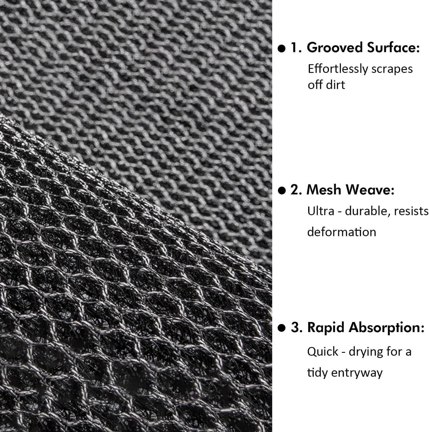 Front Door Mat Indoor Entrance 29.5"x17" for Apartments/Small Spaces, Heavy Duty Rubber Entryway Mats Backing Inside/Outside Dirt Trapping, All Weather Outdoor Rug Black and White