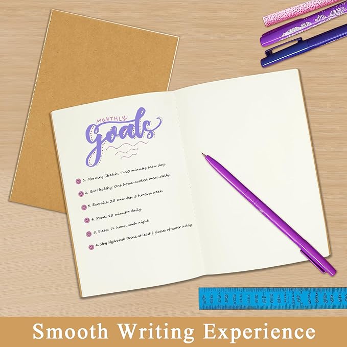 24 Pack Blank Books for Kids - 5.5"x 8.3", 60 Pages - Small Journals Bulk, Girls Notebooks for Drawing & Writing, Sketchbooks with Kraft Brown Soft Cover, Unlined Paper, A5 Travel Size