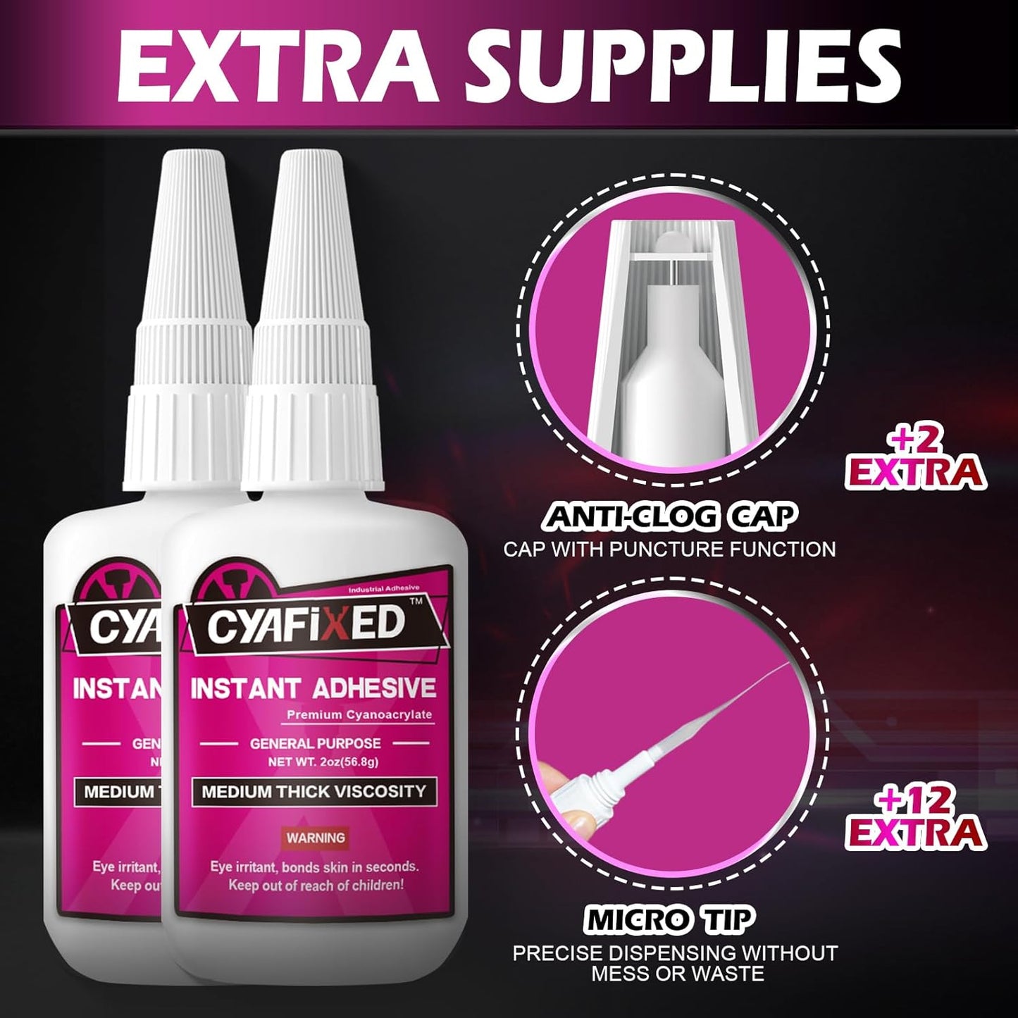 Super Glue Liquid for Plastic Ceramic Aquarium, 113.6 Gram Medium Thick All-Purpose Clear Cyanoacrylate Adhesive, Food Safe CA Glue for Wood 3D Print Model Shoe Leather Glass Metal Rubber Craft