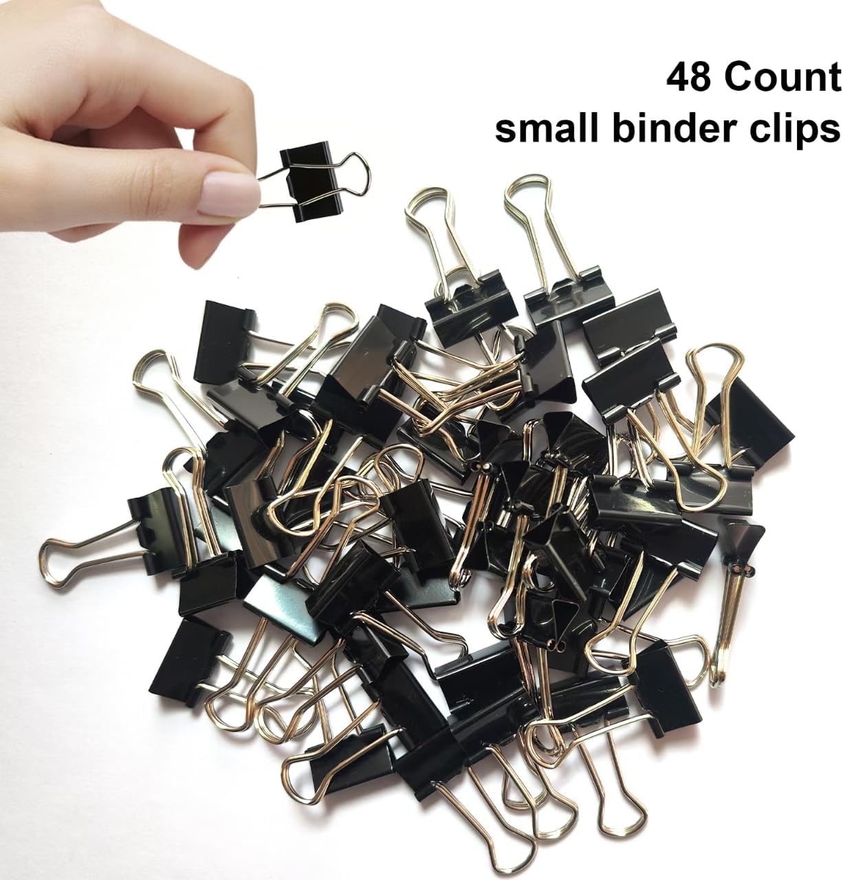 48 Pack Small Binder Clips 3/4 Inch, Black Binder Clips, Small Paper Clamps, Mini Binder Clips Black for Home School Office and Business (48 pcs)