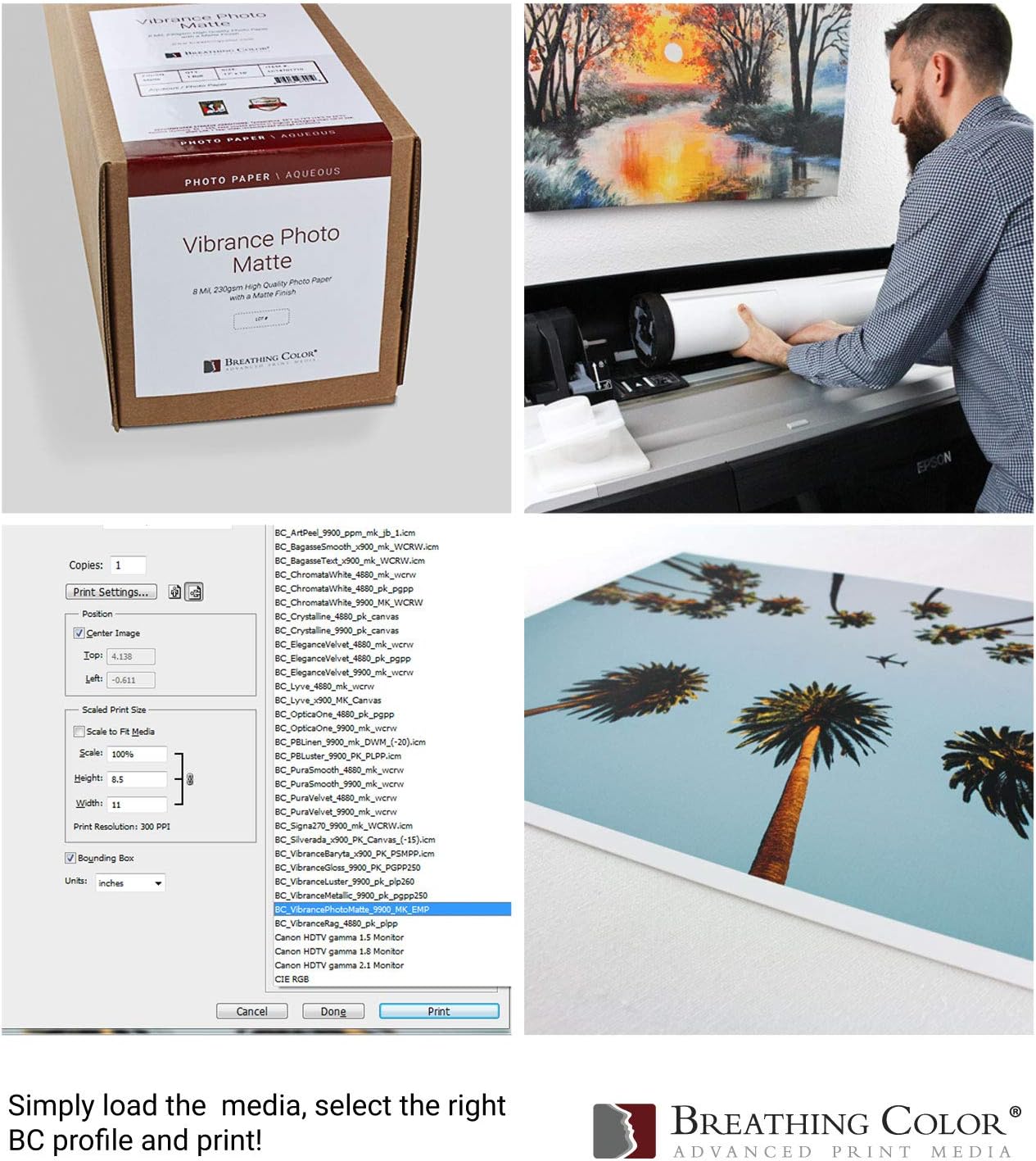 Vibrance Matte Photo Printer Paper 12 mil 230 gsm Matte Finish Premium Photo Paper Roll on 3in Core 17 inches x 100 ft Works with Most Inkjet Printer Professional Makes and Models Like Epson Canon HP